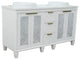 61" Double Sink Vanity, White Finish With Engineered Stone Top And Round Sink