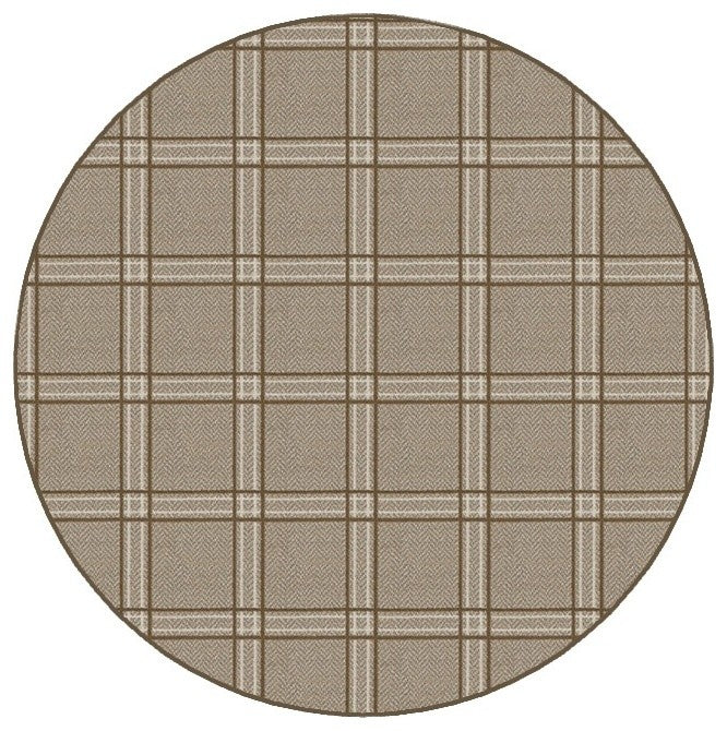 Jute Herrington Plaid Area Rug Milliken Tactesse Nylon, RND 12'
