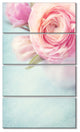 Full Bloom Pink Flowers in Vase, Floral Canvas Art Print, 28"x48", 4 Panels