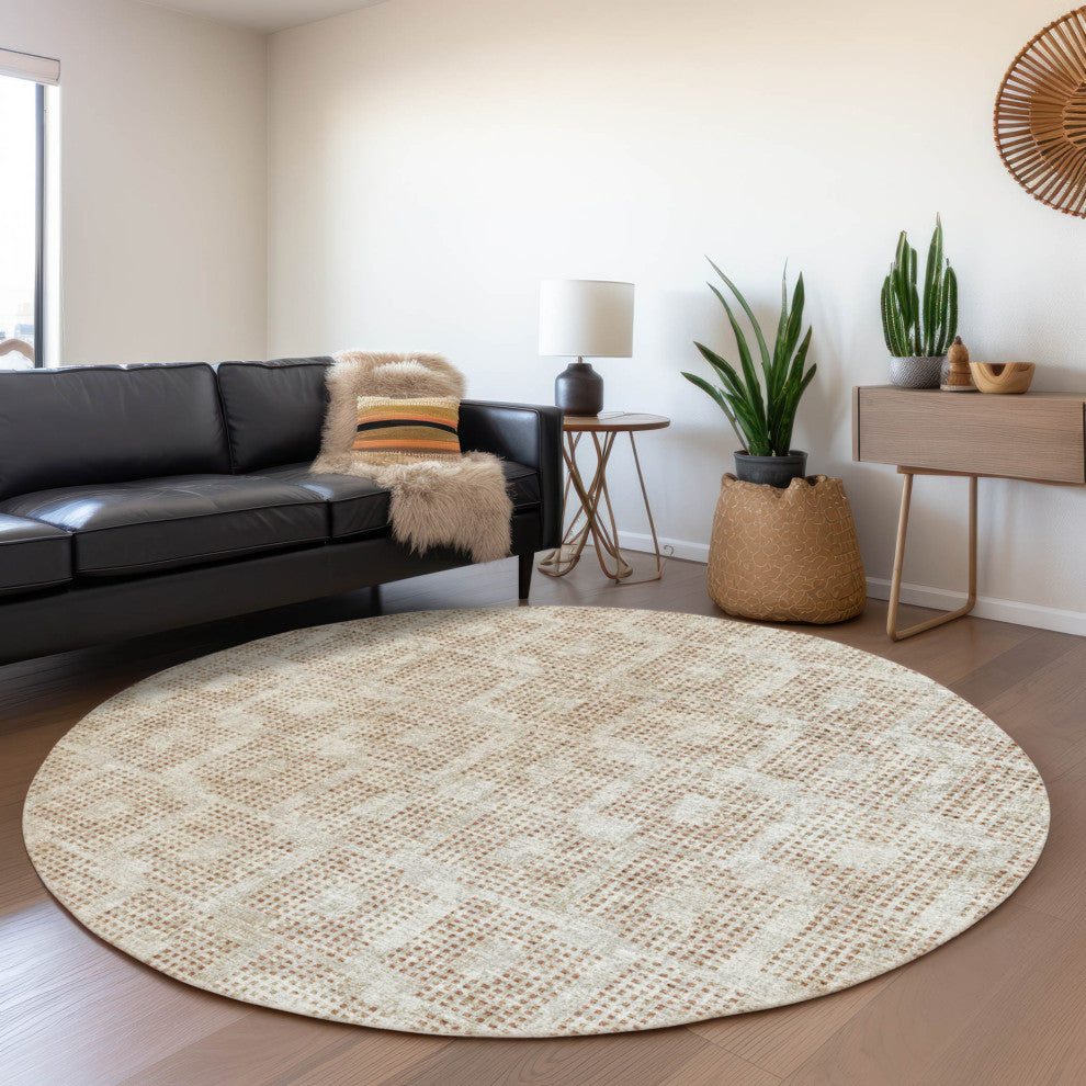 Premium Machine Washable Mayfield AMF33 Spice 8' x 8' Round Rug