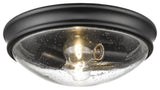 Millennium Lighting Flushmount, Matte Black, Clear Seeded