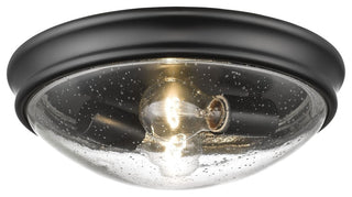 Millennium Lighting Flushmount, Matte Black, Clear Seeded