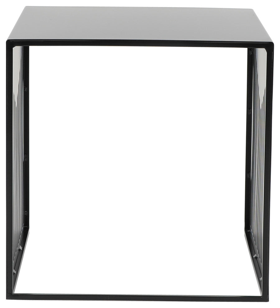 LeisureMod Cisco Modern Square Steel Side Table, Black