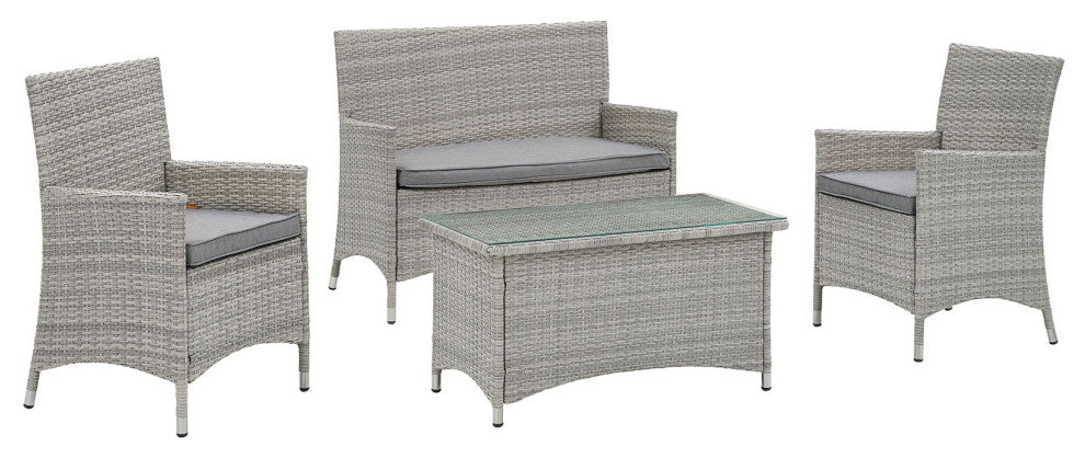 Light Gray Gray Bridge 4-Piece Outdoor Patio Patio Conversation Set