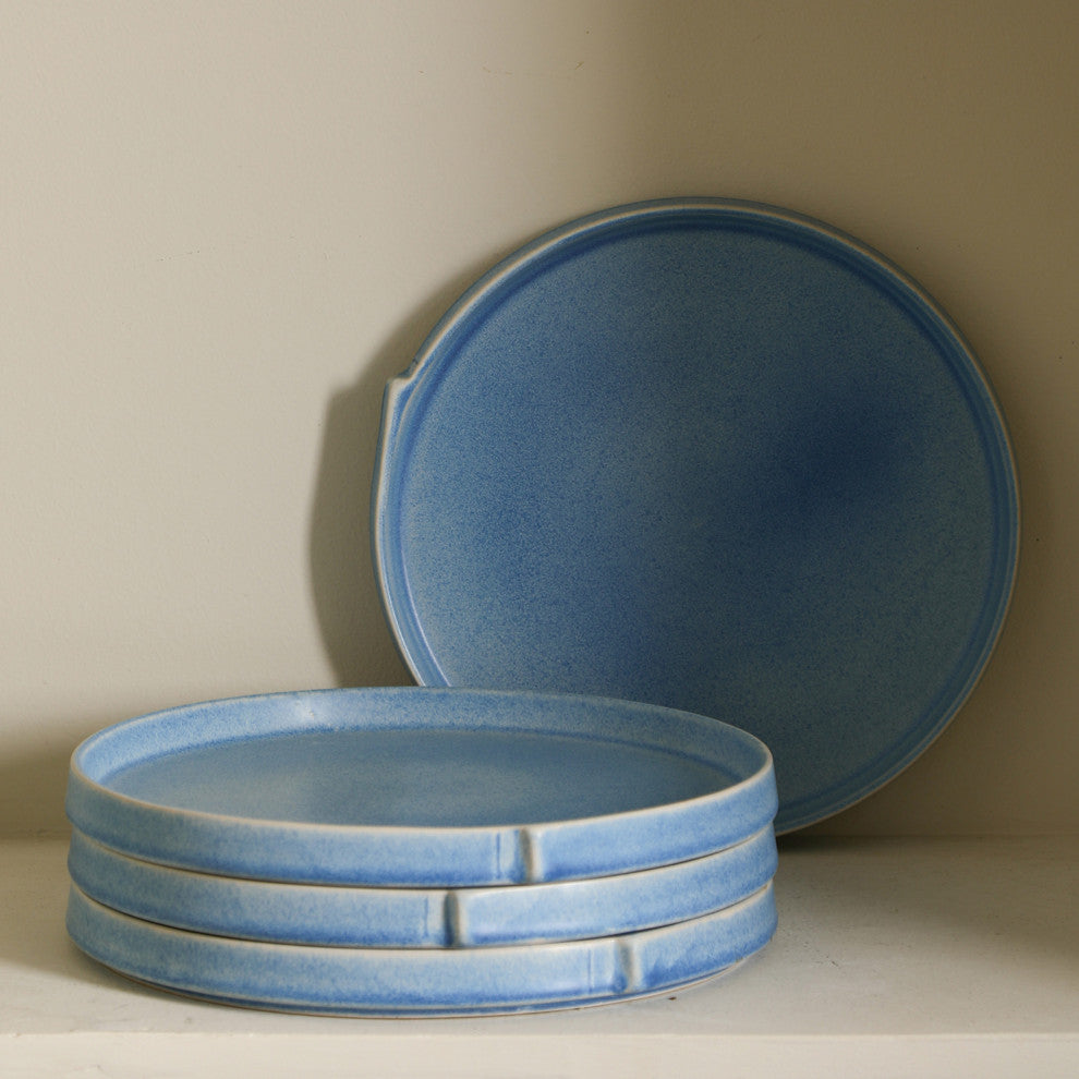 Stone Lain Bao Stoneware Dinner Plate Set of 4, Blue
