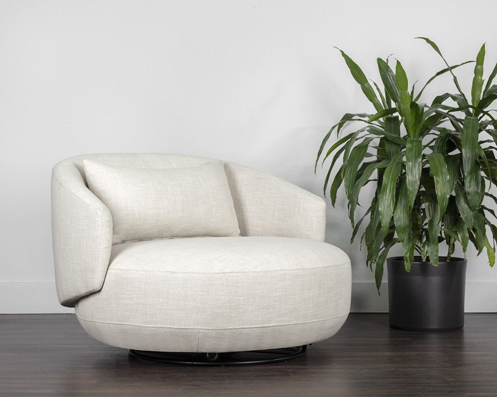 Walsh Swivel Lounge Chair, Effie Linen