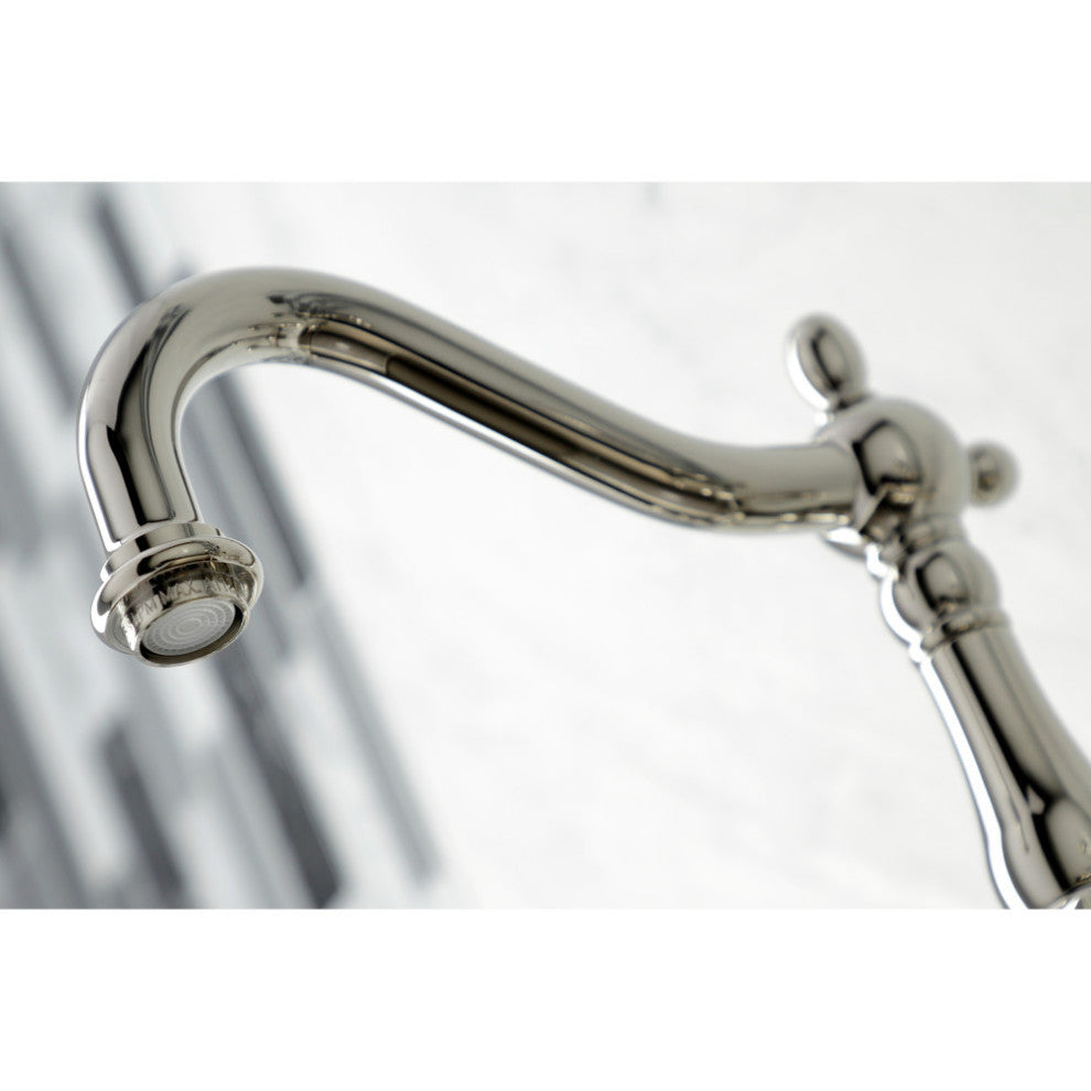 KS126XAXBS-P Heritage Wall Mount Bridge Kitchen Faucet with Brass Sprayer, Polis