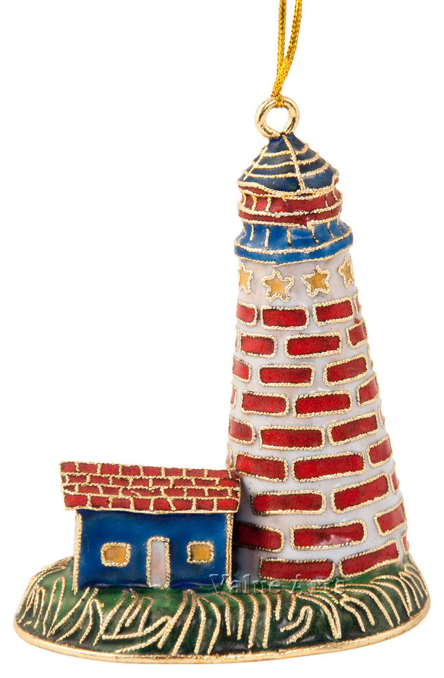 2-Piece Cloisonne Lighthouse Ornament Set