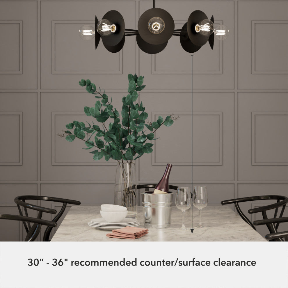 Fernando Flat Matte Black 8 Light Chandelier