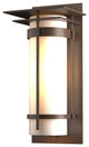 Banded with Top Plate Large Outdoor Sconce, Coastal Bronze Finish, Opal Glass