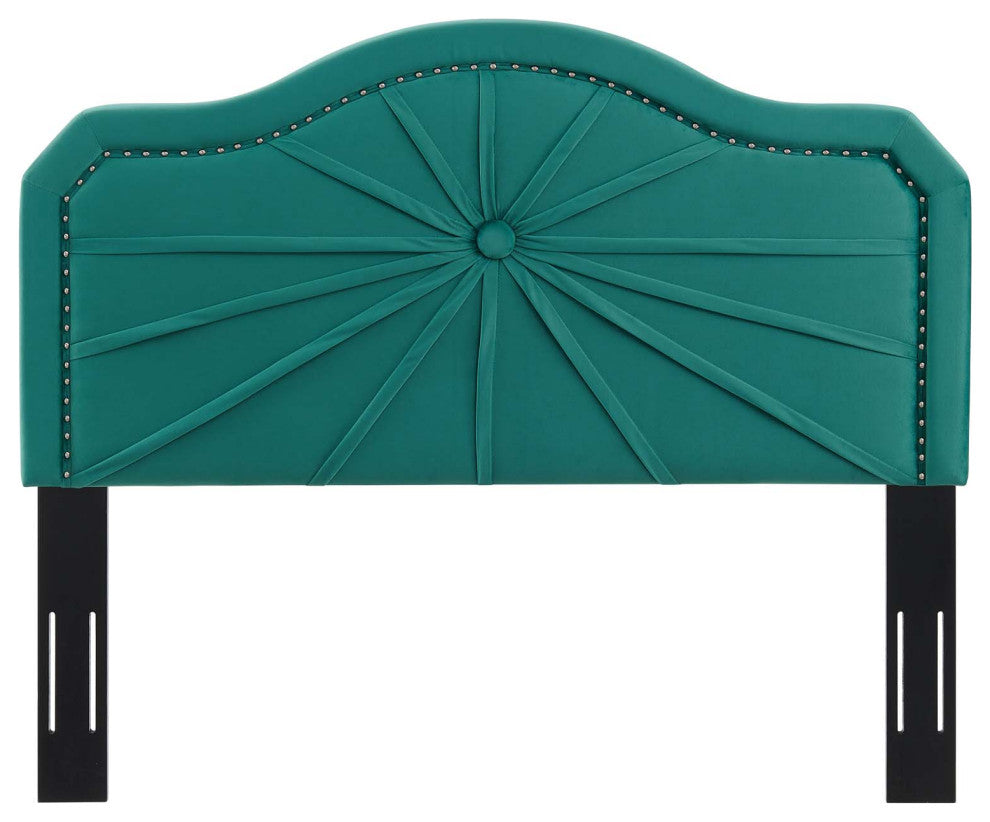 Kristin Pleated Performance Velvet Twin Headboard-Teal