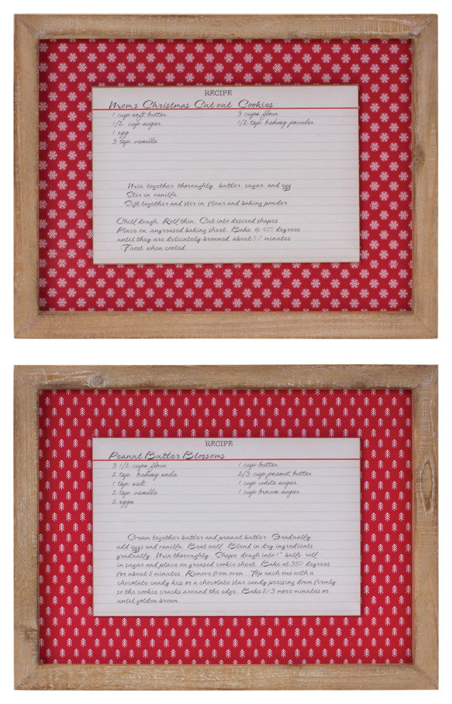 Christmas Cookie Recipe Card Wall Decor, Set of 4