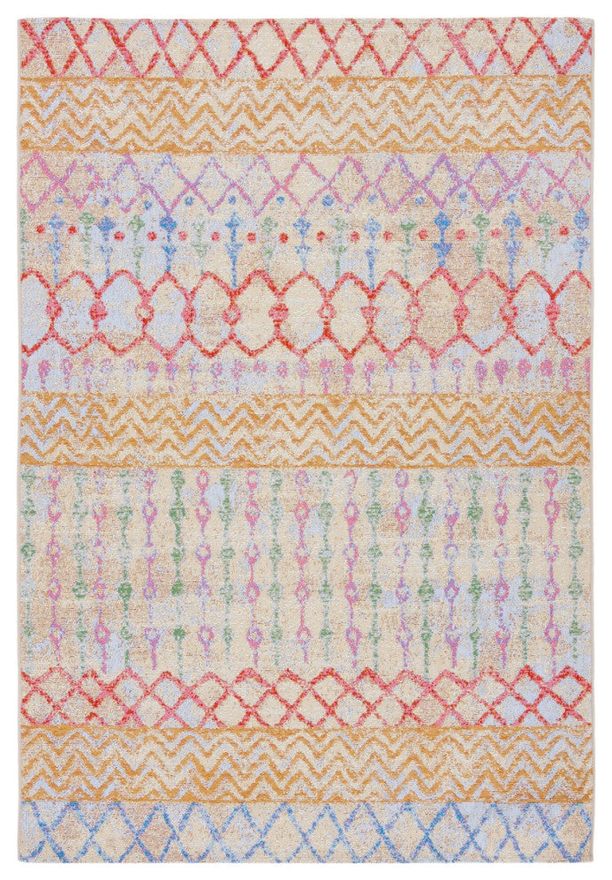 Safavieh Summer Collection, SMR497 Indoor/Outdoor Rug, Gold/Blue, 5'3"x7'6"