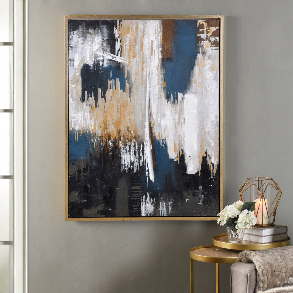 Apollo Framed Canvas Art- Small Hand Painted Abstract Multicolored