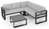 Queena Outdoor Aluminum Sofa Sectional with Coffee Table