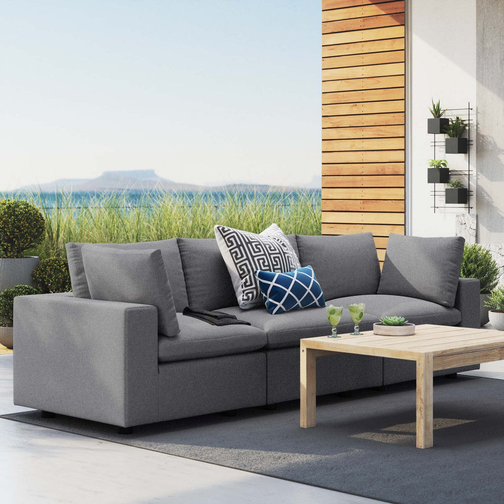 Modular Lounge Deep Sofa, Sunbrella, Gray, Modern, Outdoor Hospitality