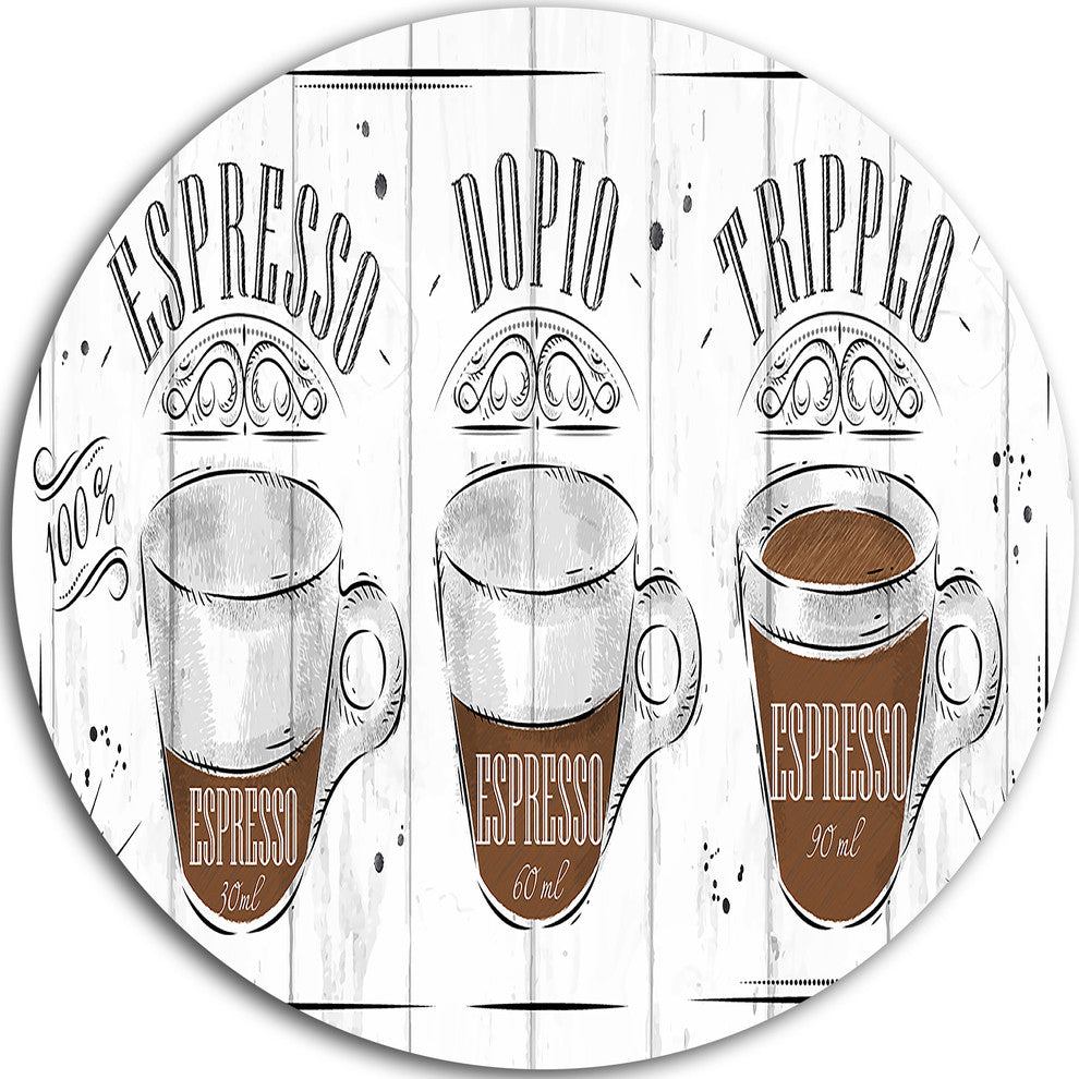 Espresso Kraf Grey, Poster Round Metal Wall Art, 11"