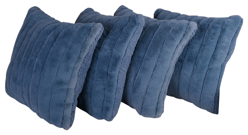 Super Mink Throw Pillow Covers, Set of 4, Blue Mirage, 20''x20''