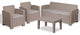 4-Piece Outdoor Faux Rattan Chair, Sofa and Table Set, Light Gray