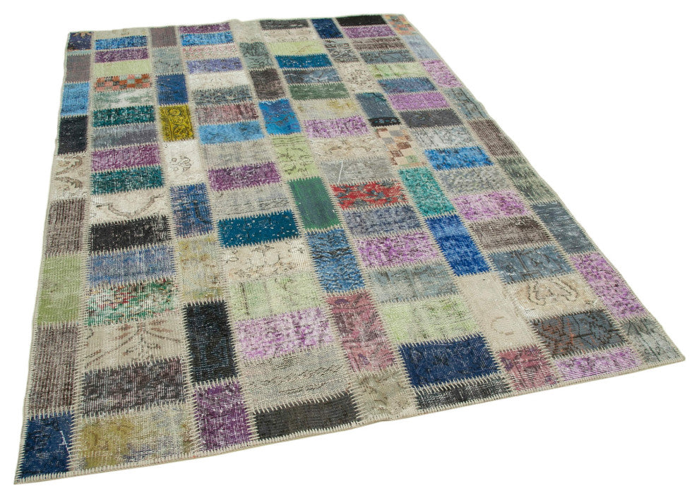 Rug N Carpet - Handwoven Anatolian 5' 7" x 7' 9" Vintage Patchwork Area Rug
