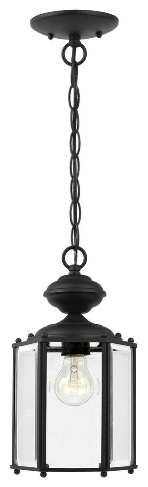 Generation Lighting 1-Light Outdoor Semi-Flush Convertible Pendant, Black