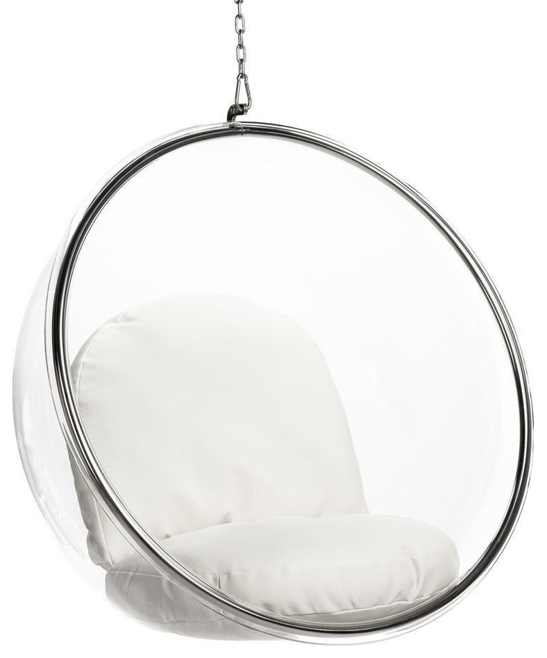 Silver Bubble Chair, Silver/White