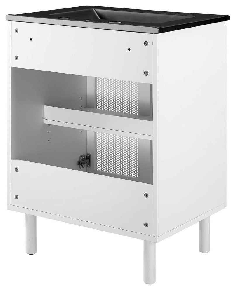 Calla 24" Perforated Metal Bathroom Vanity - Black White