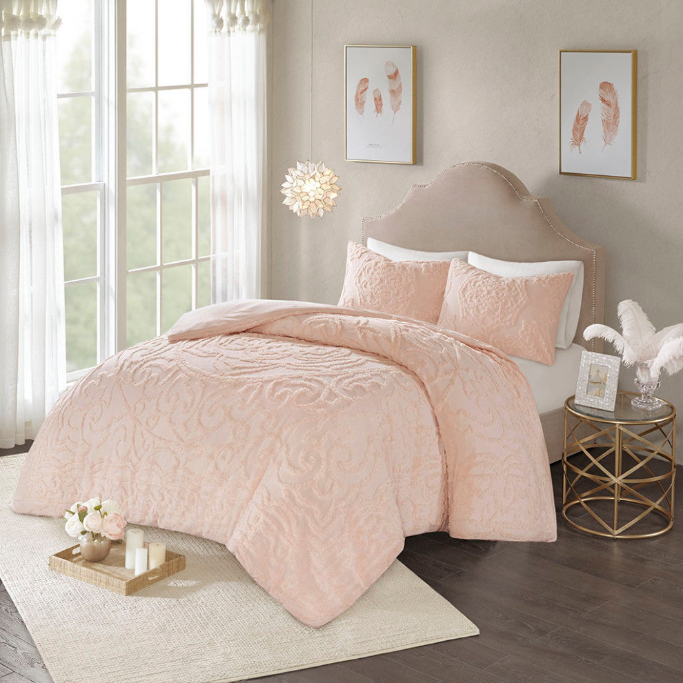 Madison Park Laetitia 3-Piece Tufted Cotton Chenille Medallion Duvet Cover Set