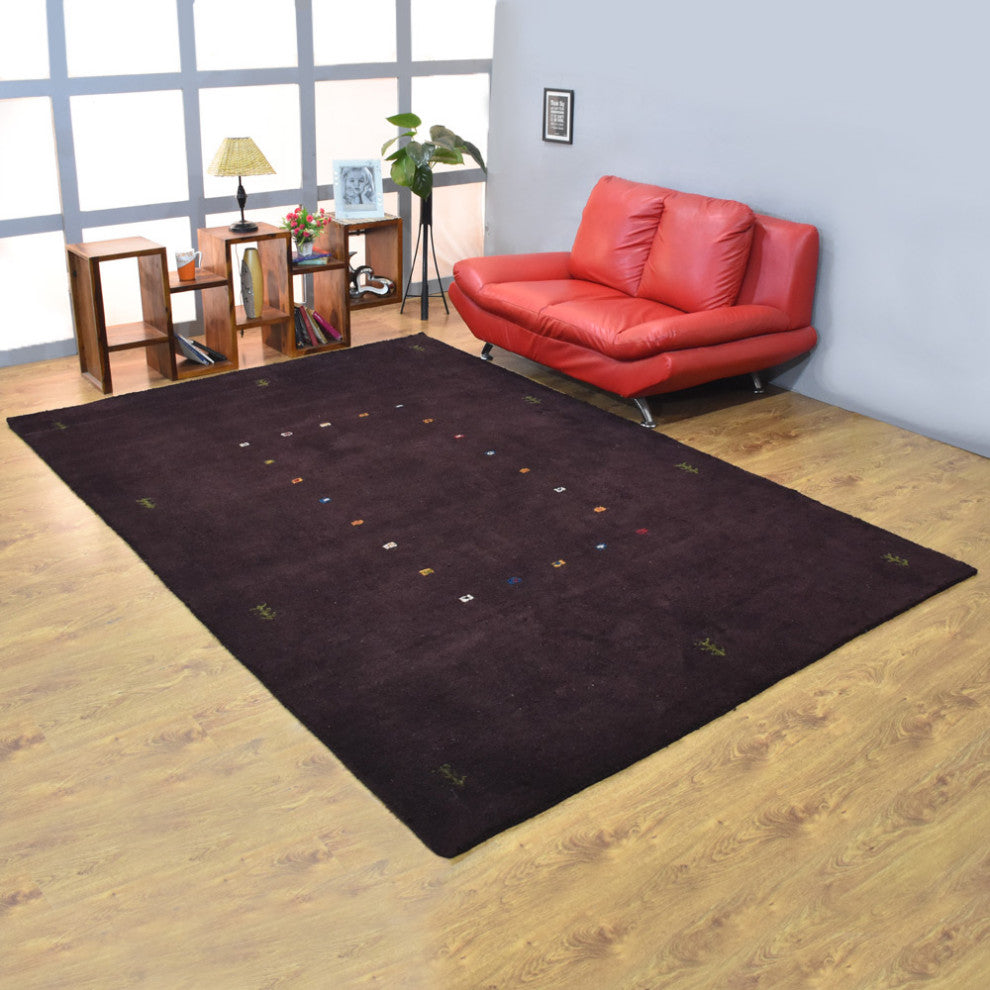 HAND KNOTTED LOOM SILK ECO-FRIENDLY AREA RUG -6'x9',Rectangle,Brown,Contemporary