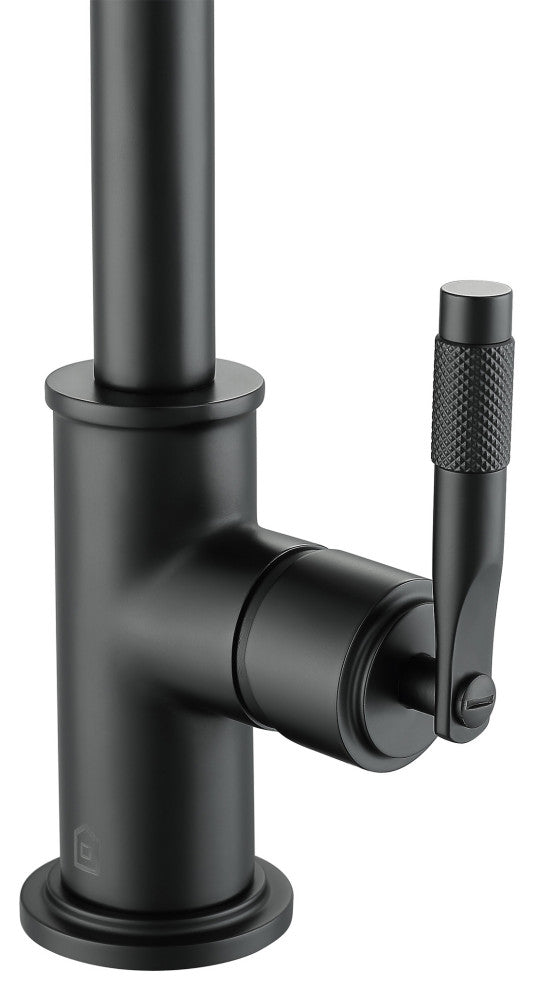 Industria Single Hole Single Lever Bathroom Faucet, Matte Black