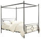 Queen Size Metal Platform Bed with Quatrefoil Pattern, Black