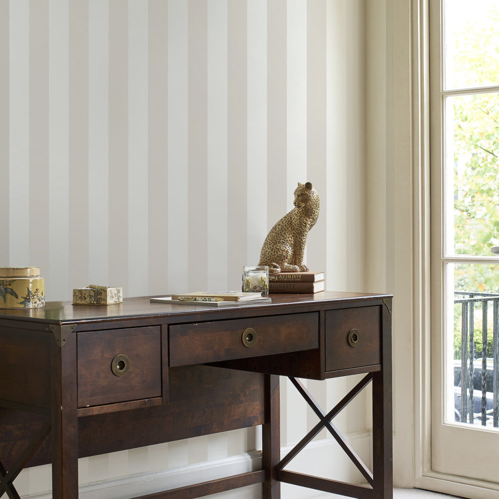 Laura Ashley Lille Pearlescent Stripe Wallpaper, Linen