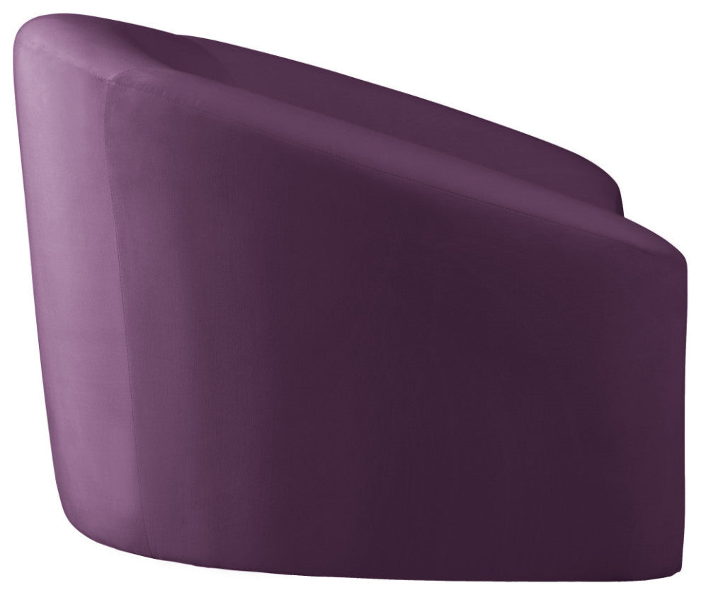 Riley Velvet Upholstered Rounded Chair, Purple