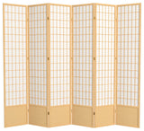 7' Tall Window Pane Shoji Screen, Natural, 6 Panels
