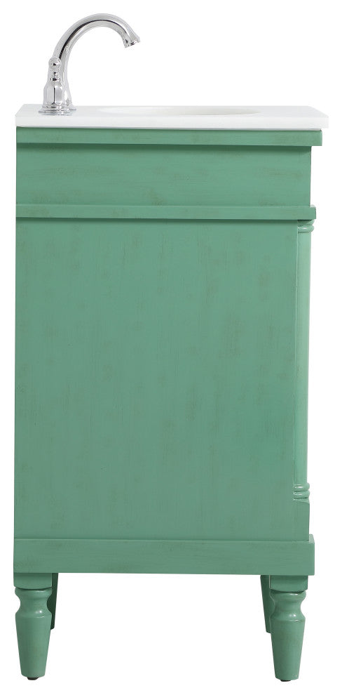 18.5" Single Bathroom Vanity, Vintage Mint With Ivory White Engineered Marble