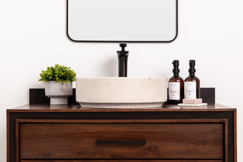 Natural Stone Vessel Bathroom Sink - Avalon Marble, Ojinaga