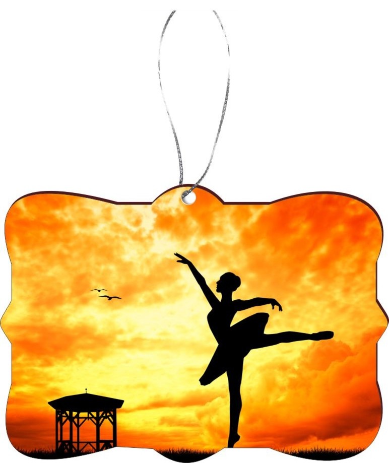 Dancer Silhouette on Orange Sunset Design Rectangle Christmas Tree Ornament