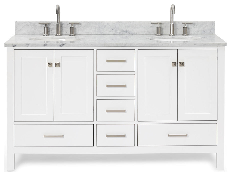 ARIEL Cambridge 61" Oval Sinks Bath Vanity Carrara Marble