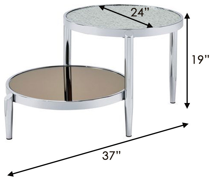 Benzara BM262116 Twin Top Coffee Table With Tubular Rounded Legs, Silver