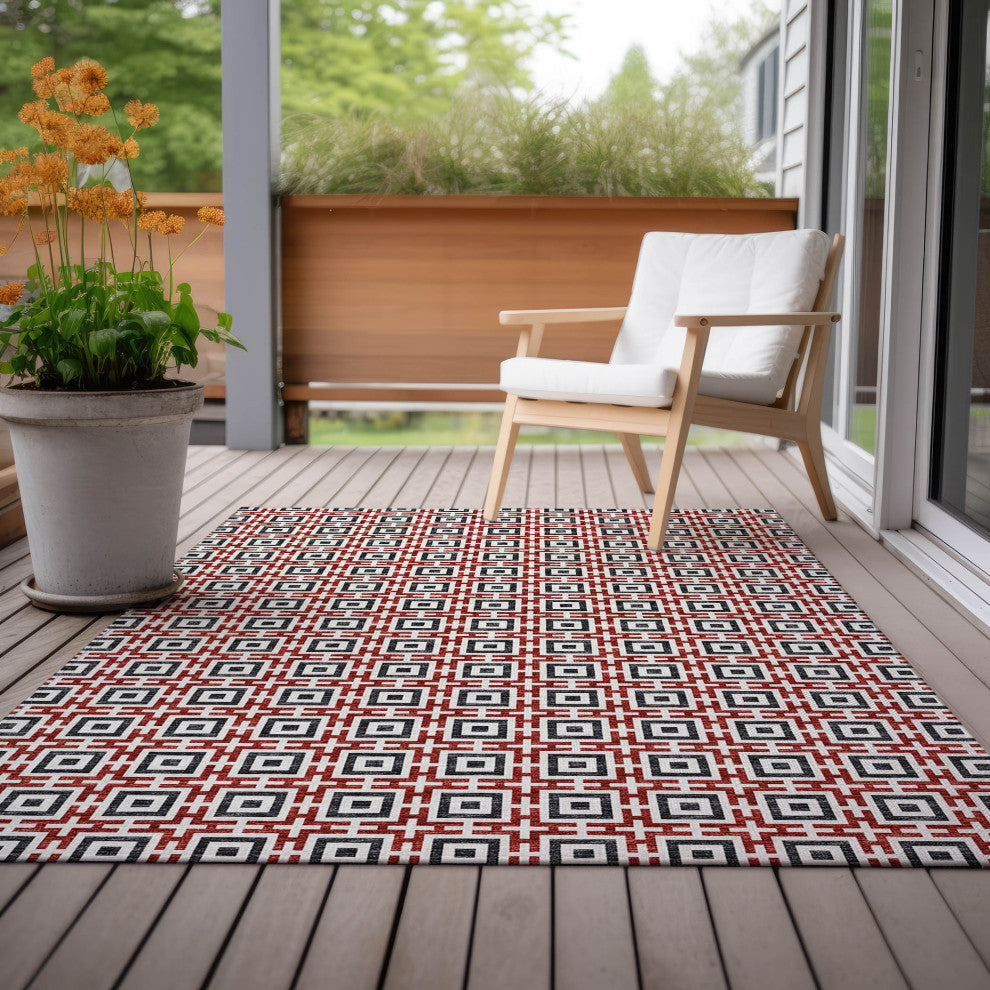 Indoor/Outdoor Marlo MO1 Red Machine Washable 9' x 12' Rug