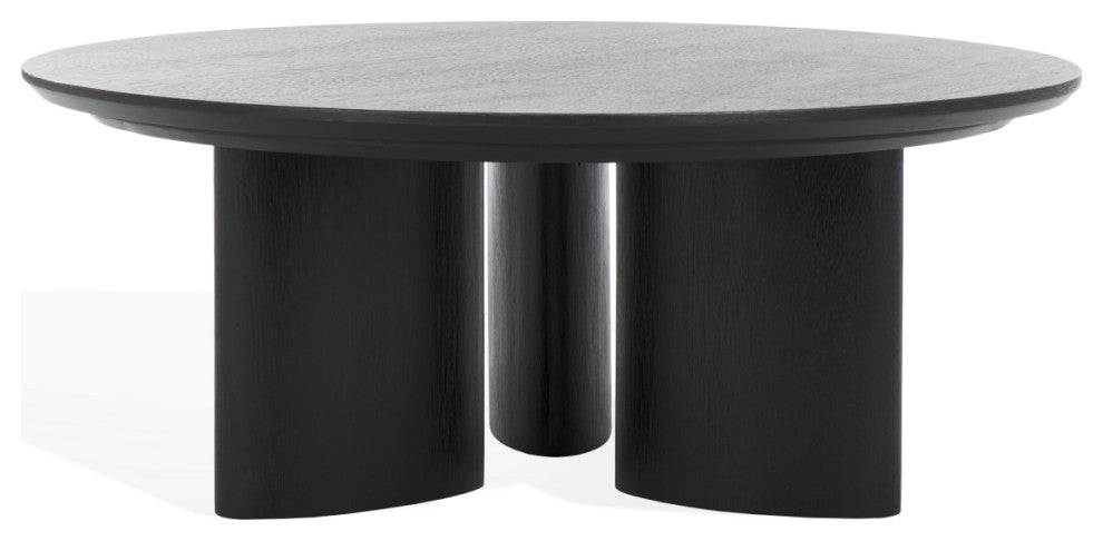 Safavieh Couture Barnard Round Wood Coffee Table, Black