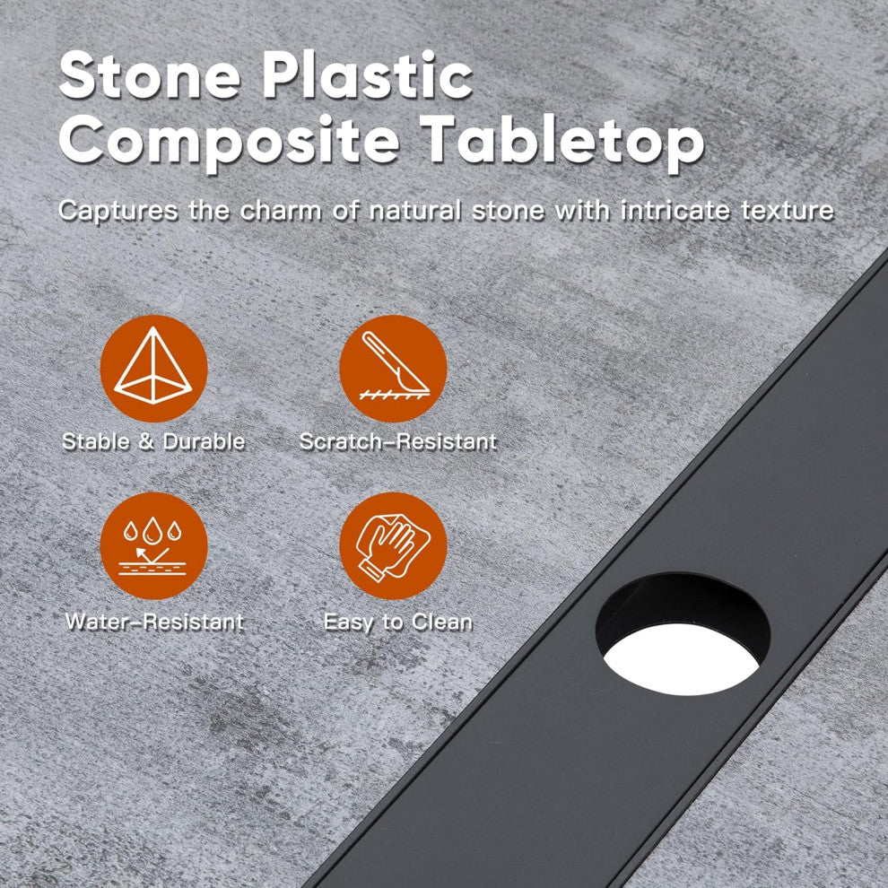Modern Expandable Patio Dining Table with Weather-Resistant Top, Gray/63"-92"