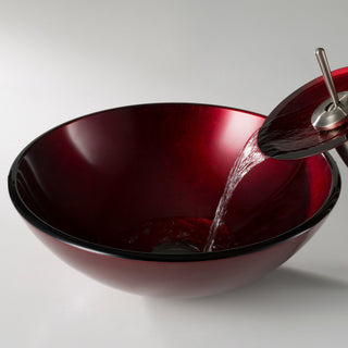 Irruption Red 16 1/2" Glass Vessel Bathroom Sink