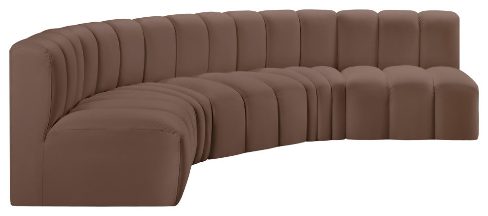 Arc Vegan Leather Upholstered 5-Pc. U-Shaped Modular Sectional, Brown