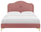Platform Bed Frame, Full Size, Velvet, Pink, Modern Contemporary, Bedroom Master