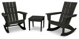 Polywood Quattro 3-Piece Rocker Set, Black