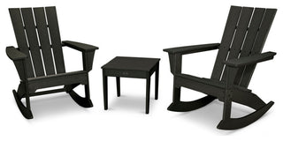 Polywood Quattro 3-Piece Rocker Set, Black