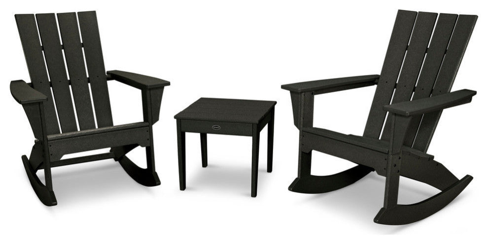 Polywood Quattro 3-Piece Rocker Set, Black