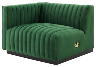 Conjure Channel Tufted Performance Velvet 4-Piece Sofa, Black Emerald