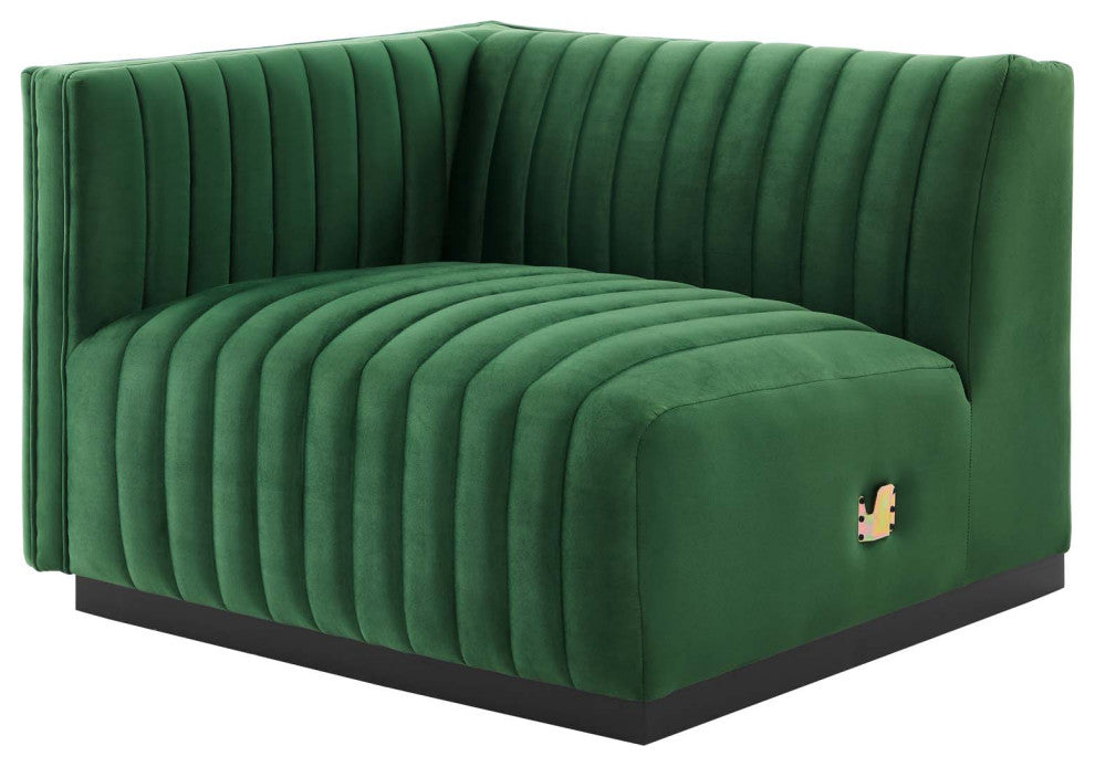 Conjure Channel Tufted Performance Velvet 4-Piece Sofa, Black Emerald